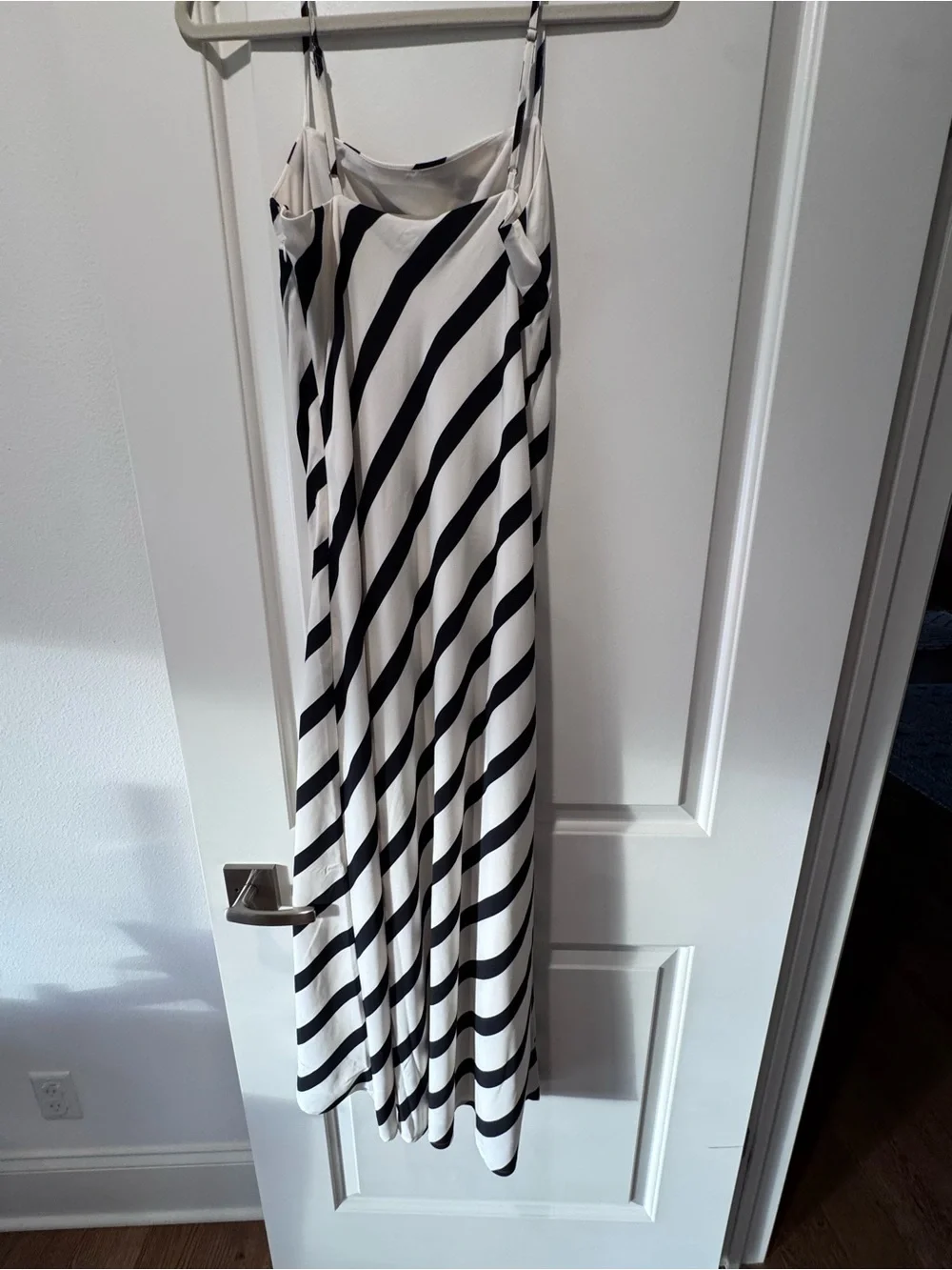 Abercrombie Black & White Diagonal Stripe Maxi Slip Dress